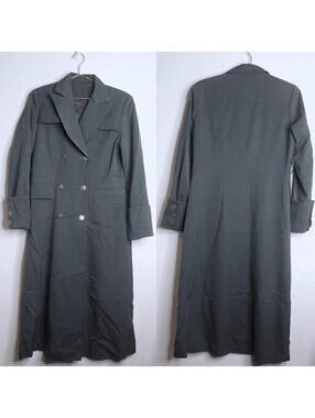Olive Green Maxi Oversized Steam Punk Trench Coat -M